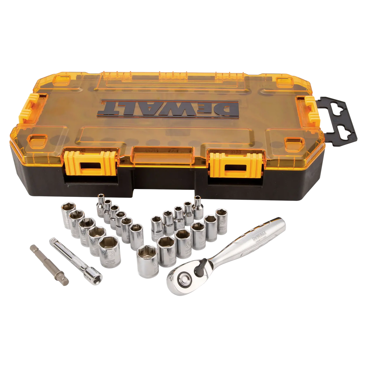 Jeu de douilles DeWalt DWMT73805, entraînement 1/4 po, SAE et métrique, 25 pièces avec cliquet