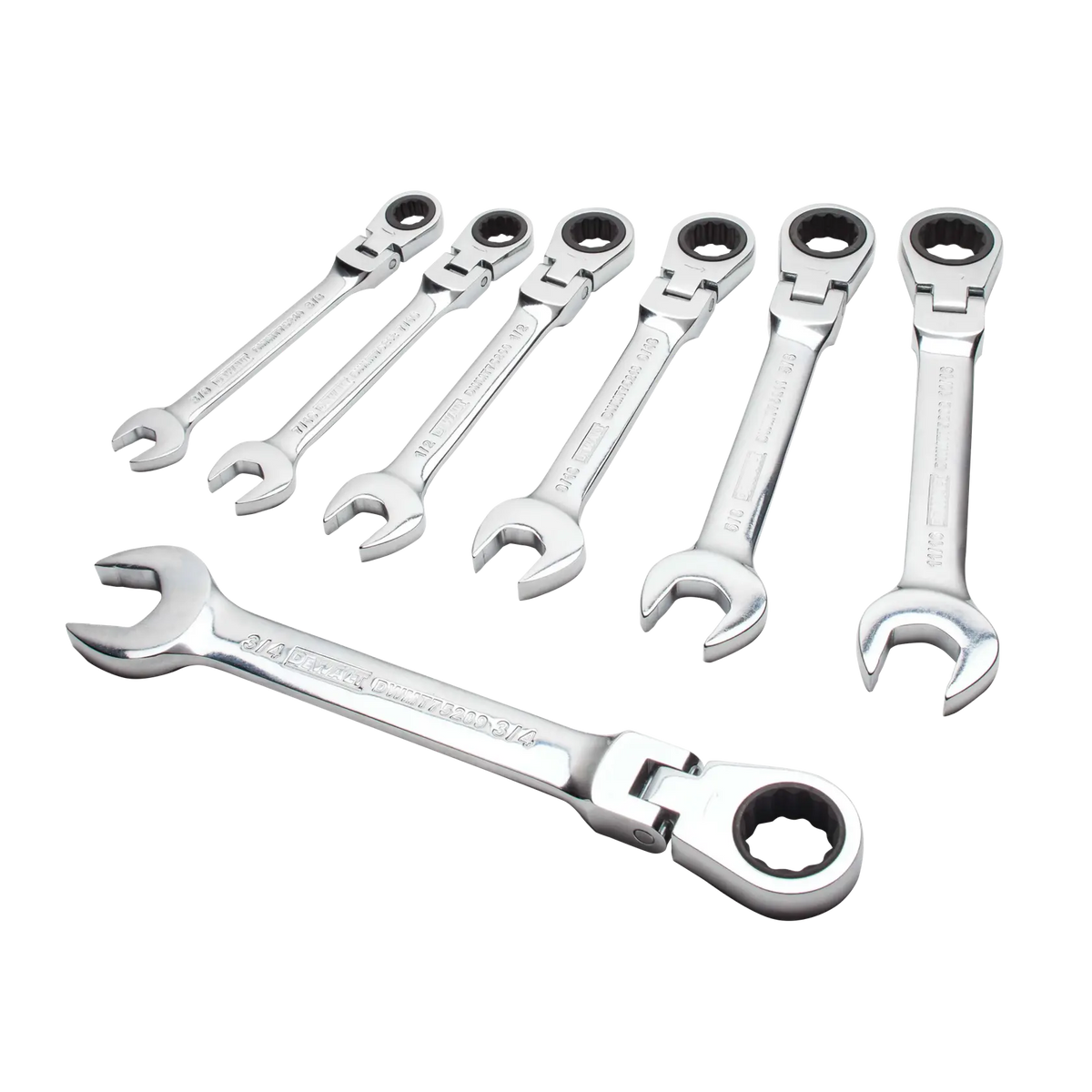 Jeu de clés mixtes à cliquet à tête articulée DeWalt DWMT74195, SAE, 7 pièces (3/8 à 3/4 po)