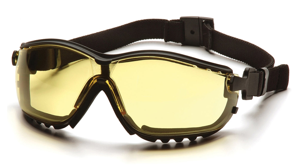 Lunettes fermées Pyramex GB1830ST V2G, monture noire, écran ambre