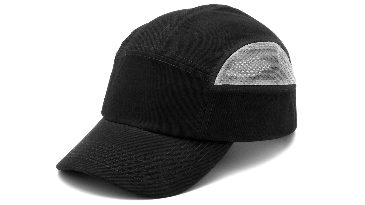 Casquette de protection contre les chocs Pyramex HP50011 style baseball, noire à panneaux en filet gris, 1 pièce