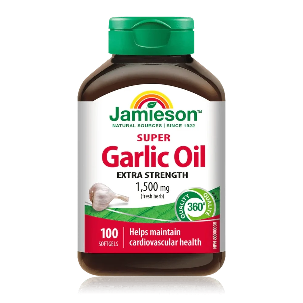 Huile d'ail 1500 mg Jamieson – 100 capsules molles