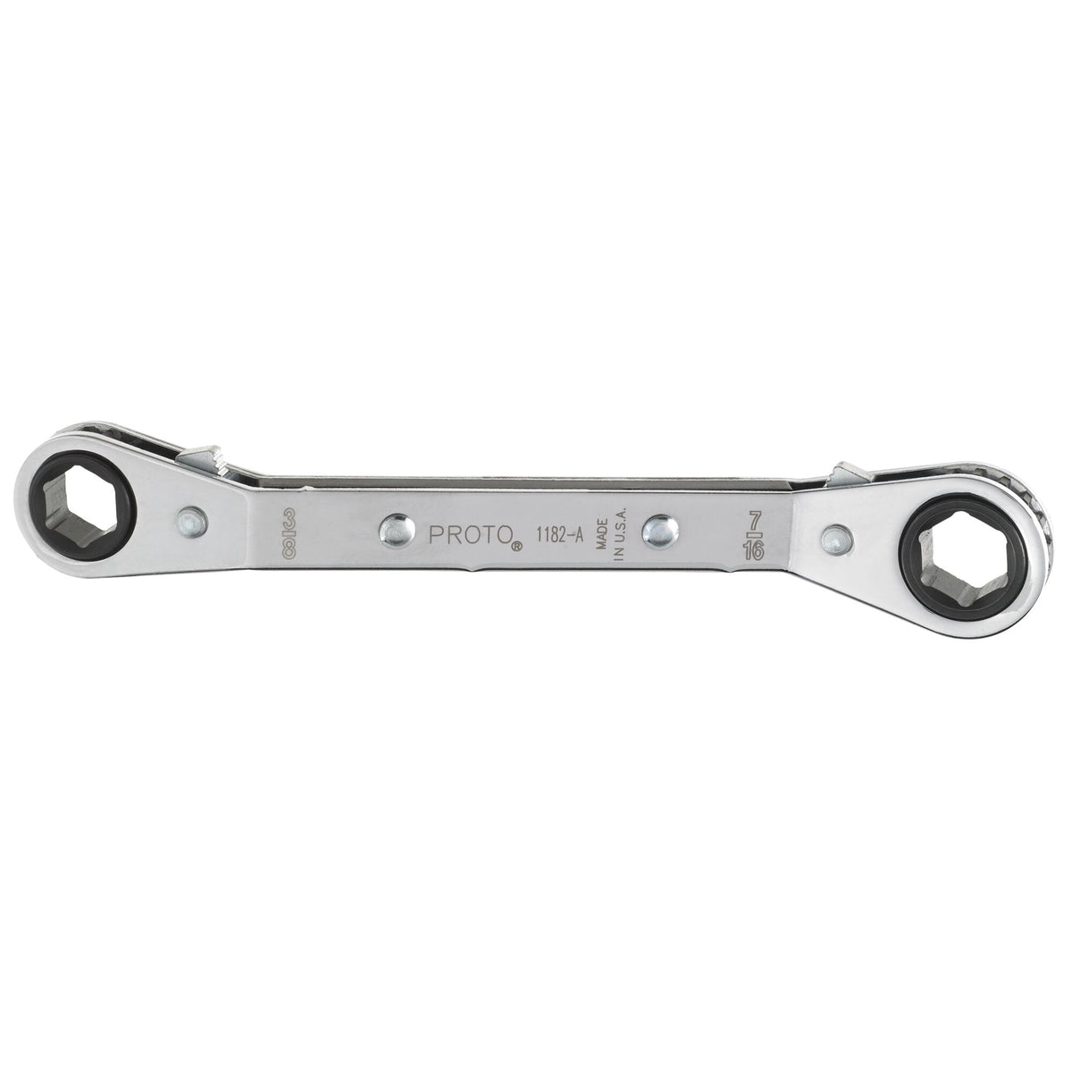Clé polygonale double à cliquet réversible coudée à 6 pans Proto J1182-A, 3/8 po x 7/16 po
