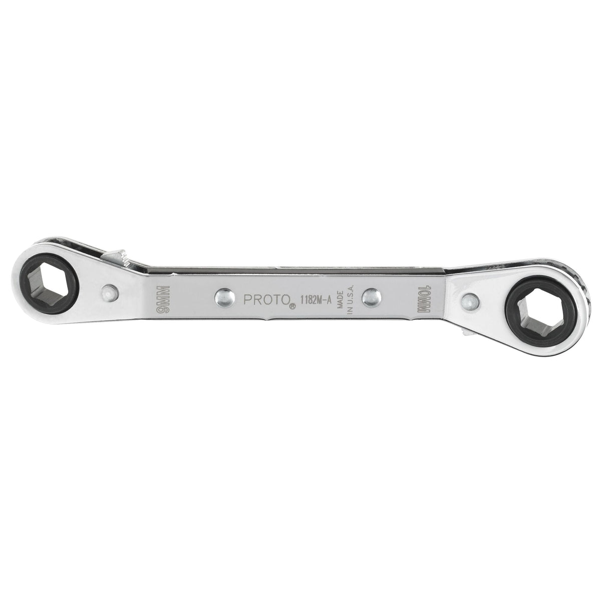 Clé polygonale double à cliquet, coudée et réversible, Proto J1182M-A, 9 mm x 10 mm, 6 pans