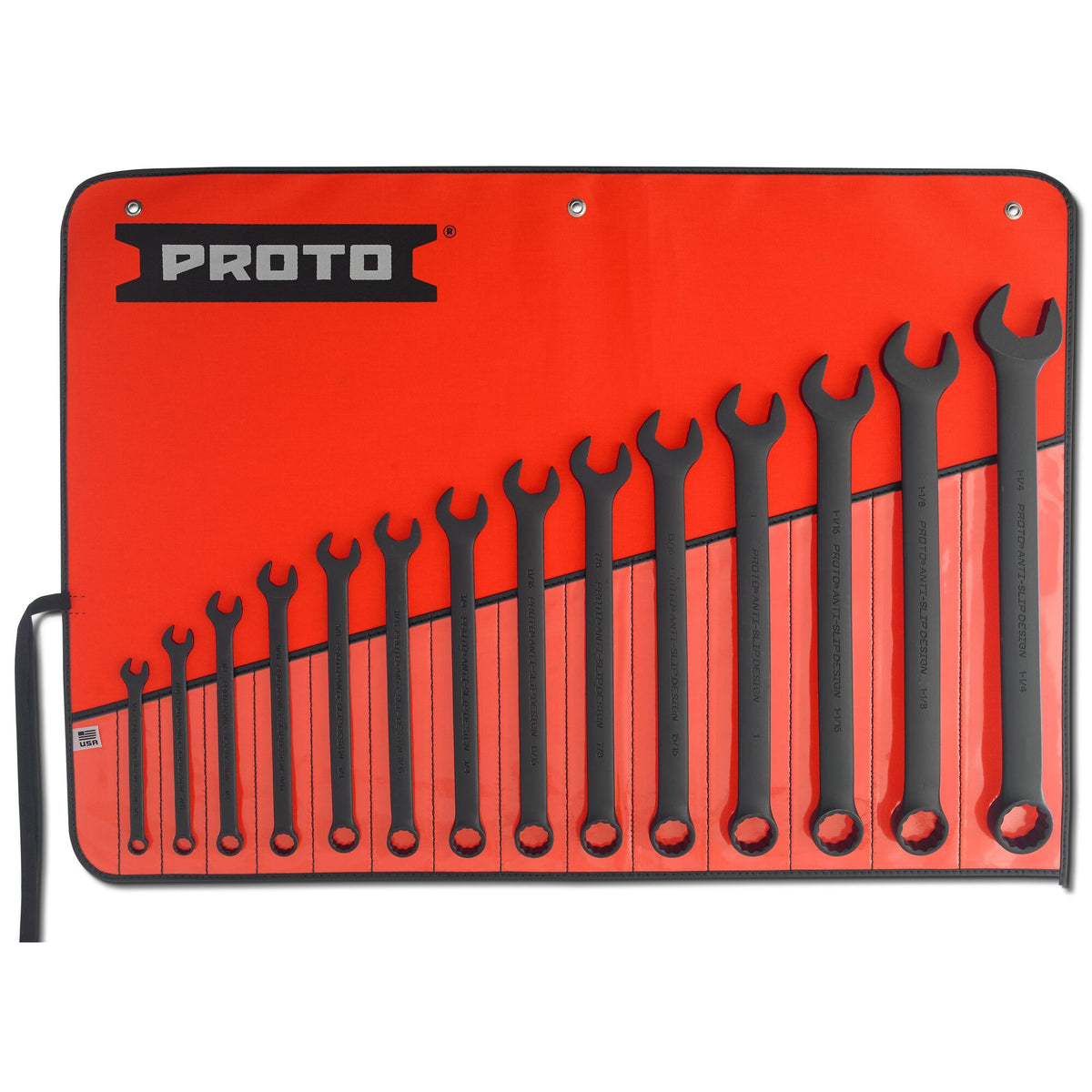 Jeu de 14 clés mixtes 12 pans en pouces Proto J1200FBASD, oxyde noir