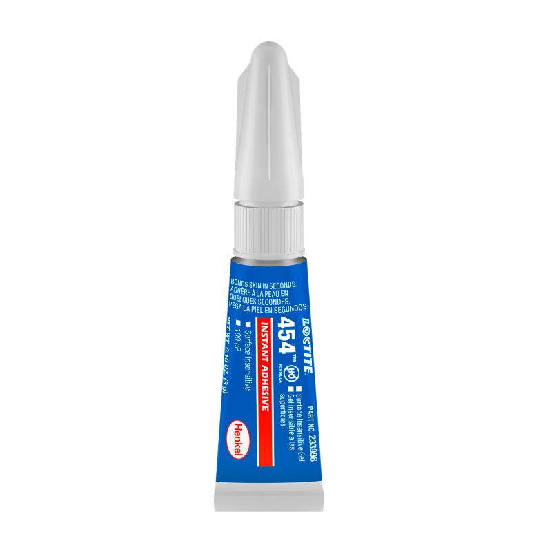 Adhésif instantané en gel Loctite 454, cyanoacrylate d'éthyle insensible aux surfaces, tube de 3 g