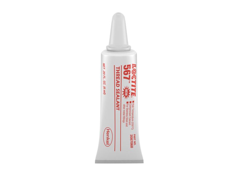 Scellant pour filets Loctite 567, pour filetages métalliques coniques, compatible acier inoxydable, tube de 6 mL