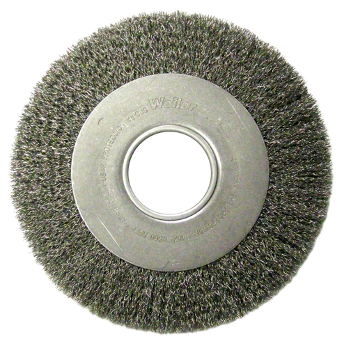 Brosse circulaire métallique ondulée de 8 po, face moyenne, fil d’acier de 0,014 po, trou de 2 po, Weiler 06120