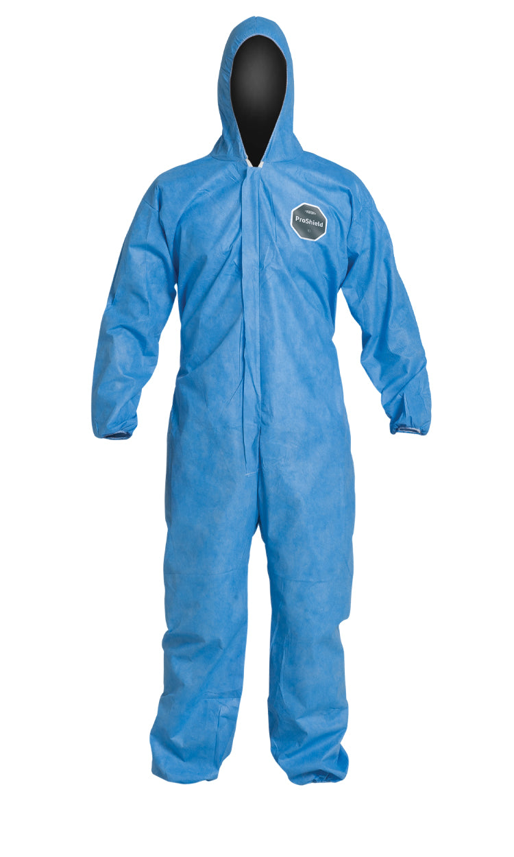 Combinaison à capuchon DuPont PB127SBU bleue, non-tissé SMS, poignets et chevilles élastiques