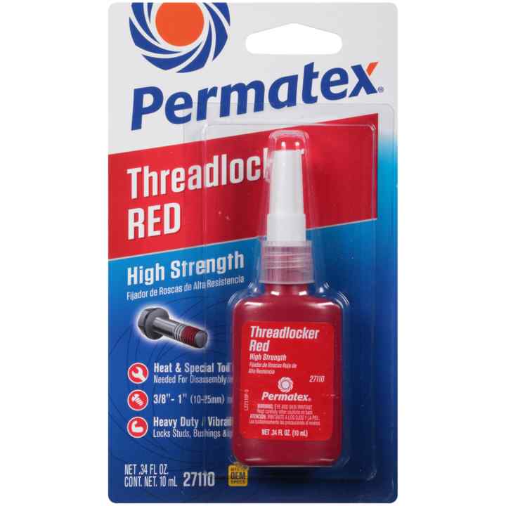 Frein-filet haute résistance rouge Permatex, bouteille de 10 mL (0,34 oz liq.)