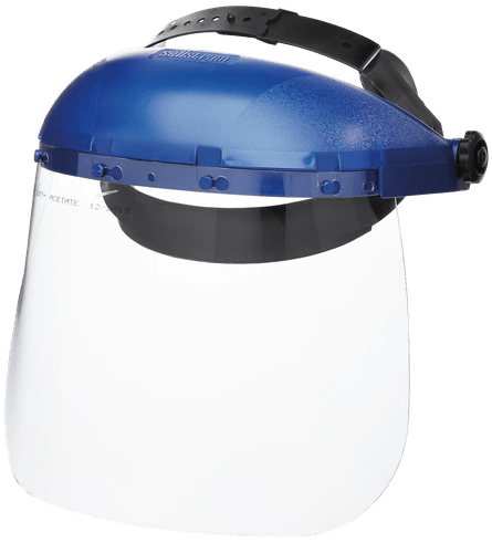 Écran facial S39110 à couronne simple, serre-tête à cliquet, fenêtre transparente, bleu, Sellstrom