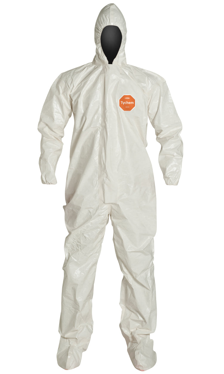 Combinaison à capuchon DuPont SL122TWH avec chaussons attachés, blanche, coutures recouvertes de ruban
