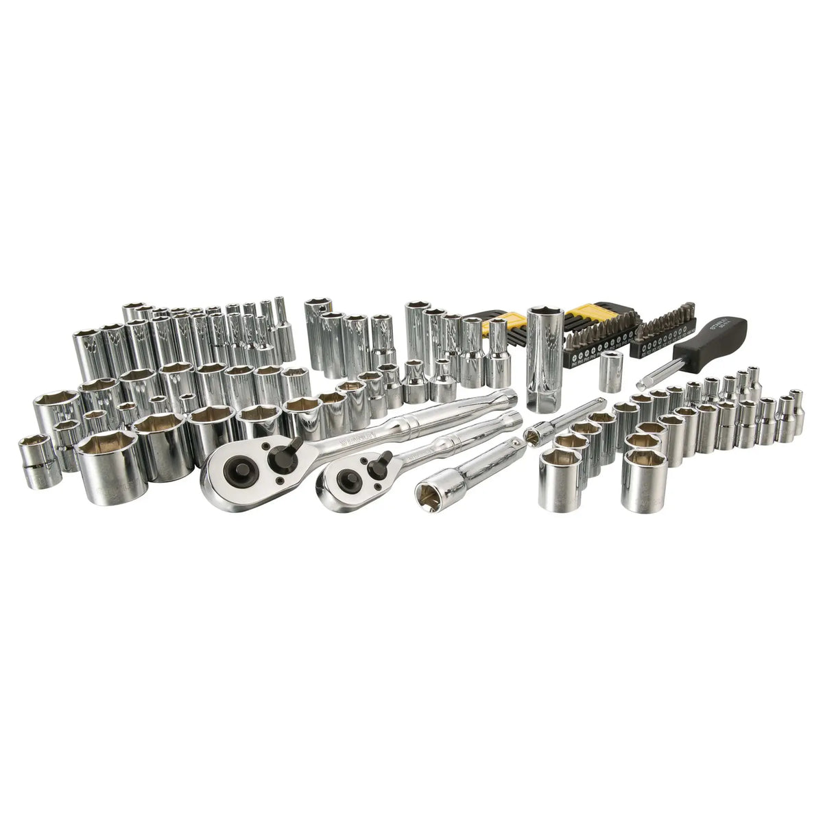 Jeu de douilles Stanley STMT71652, entraînement 1/4 po et 3/8 po, avec cliquets, 123 pièces