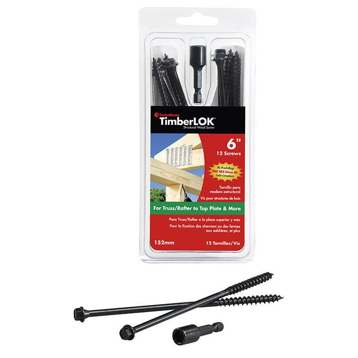 Vis à bois structurale FastenMaster TimberLOK 6 pouces, 12 pièces