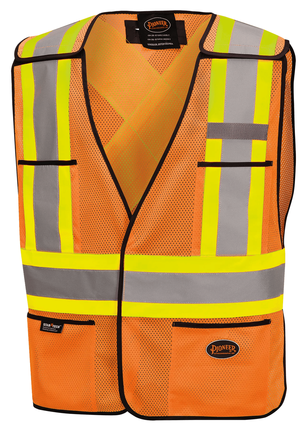6926 Gilet de sécurité à déchirement en maille avec poches, orange haute visibilité, taille unique, Pioneer