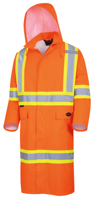 Manteau de pluie long 5630, polyester Oxford 300D enduit de PU, orange haute visibilité, Pioneer