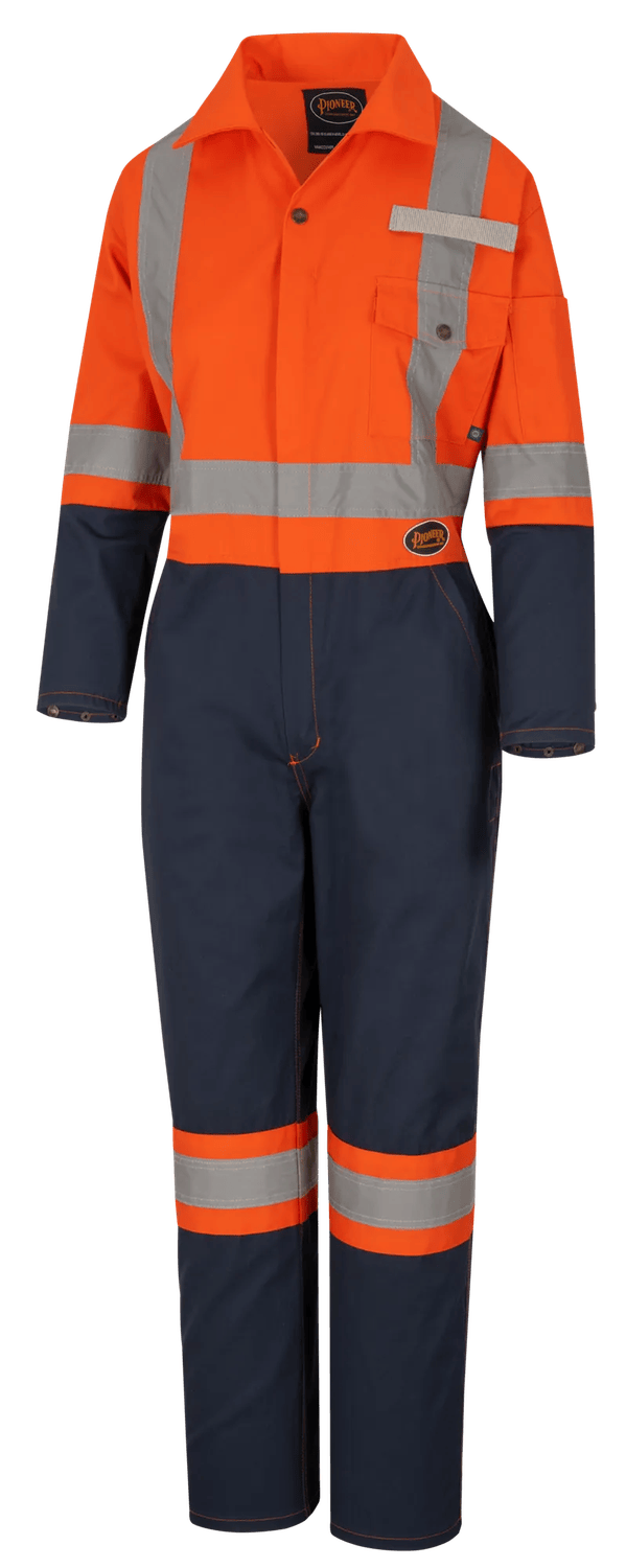 Combinaison pour femme bicolore poly/coton 5514WBB, orange et marine, Pioneer