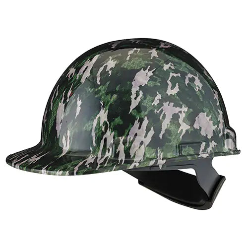 Casque de chantier style casquette PIP HP341R-CAM-09, motif camouflage, coque en PEHD, suspension à cliquet