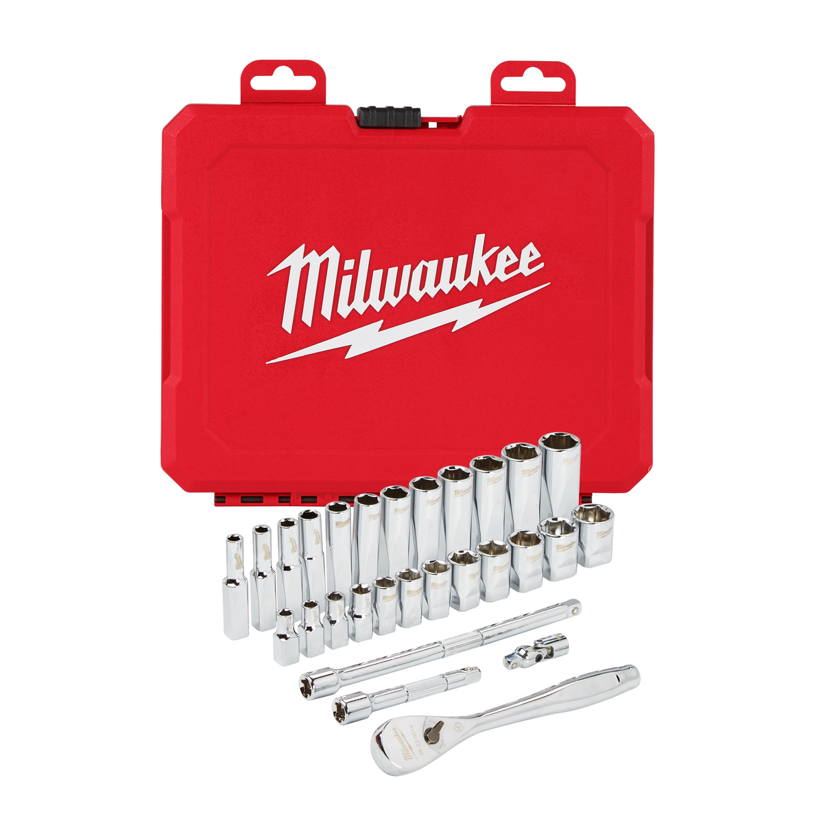 Jeu de cliquet et douilles métriques Milwaukee 48-22-9504, 28 pièces, entraînement 1/4 po