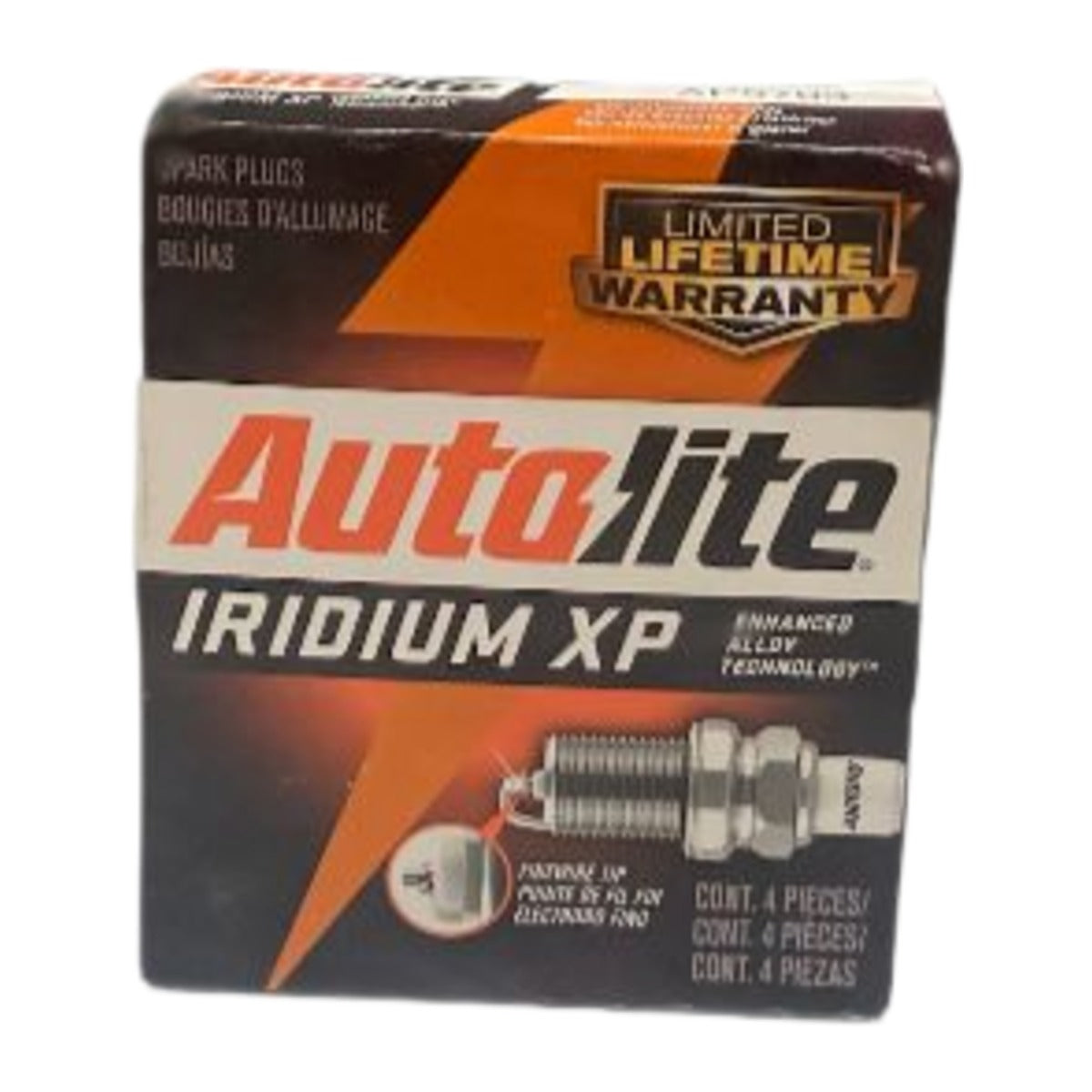 Boîte de 4 bougies Autolite Iridium XP5703 sur fond blanc