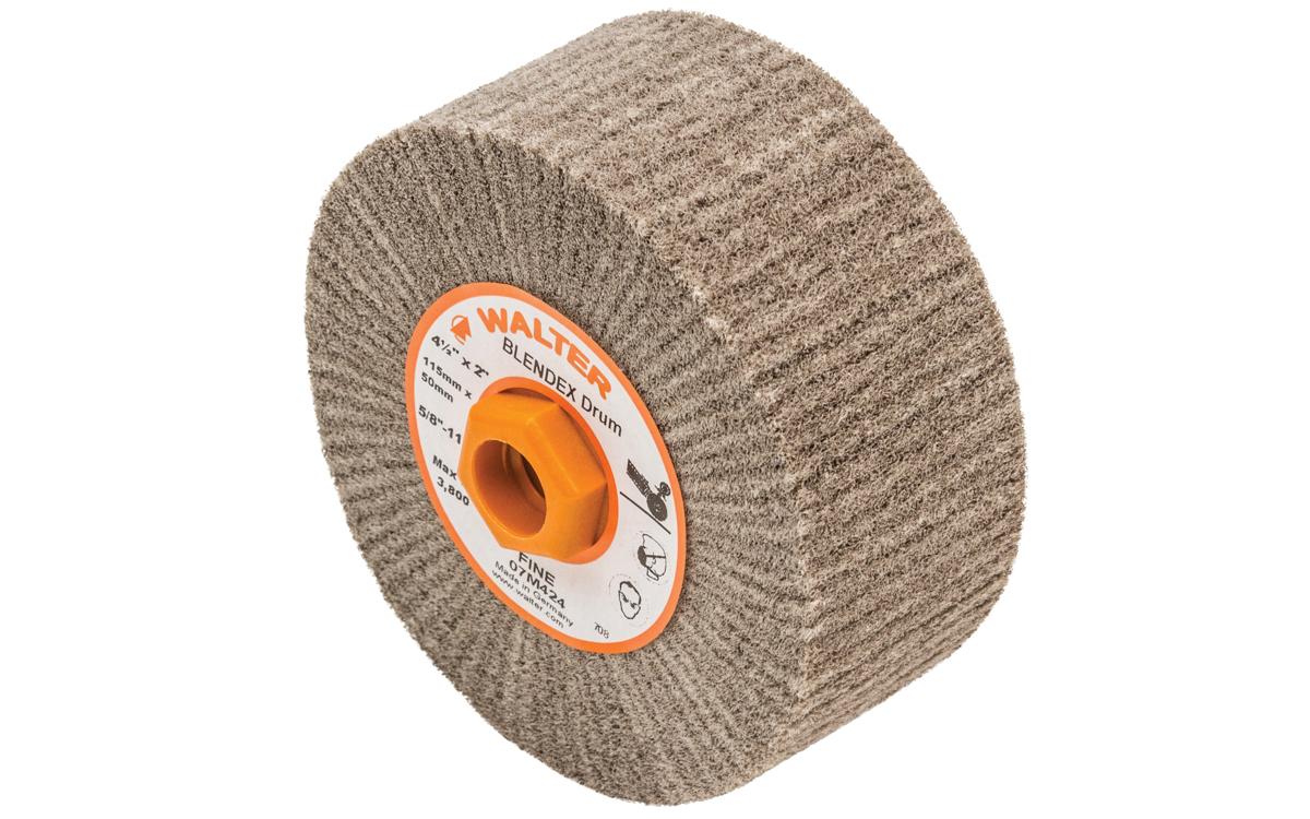 Tambour non tissé Walter 07-M424, 4-1/2 po x 2 po, grade fin, filetage 5/8-11
