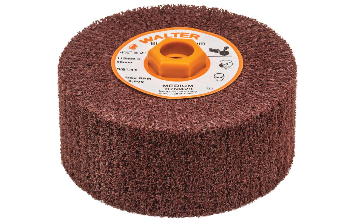 Tambour non tissé Walter 07-M423, 4-1/2 po x 2 po, grade moyen, filetage 5/8-11