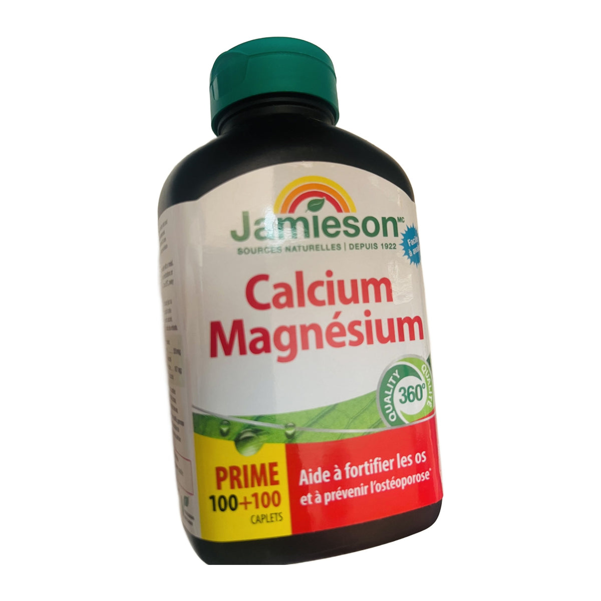 Flacon de calcium magnésium Jamieson sur fond blanc