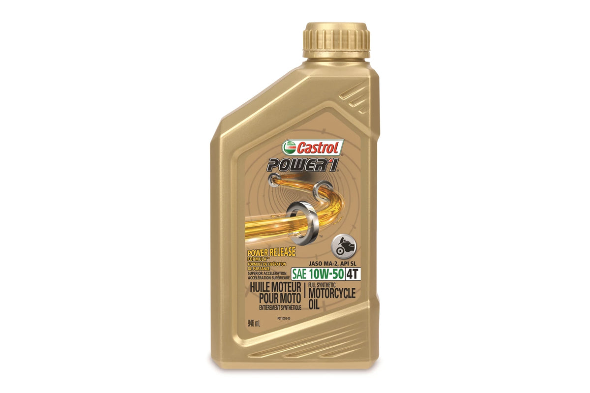 Huile synthétique pour moto Castrol Power1 4T 10W-50, 946 mL
