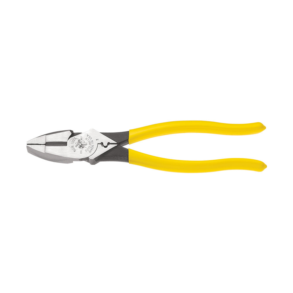 Pince de monteur (lineman’s) avec sertissage, 9 po, manches jaunes, Klein Tools D213-9NE-CR