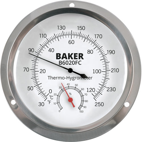 Thermo-hygromètre à cadran Baker B6020FC, 0 % à 100 % HR, 0 à 120 °C (30 à 250 °F)