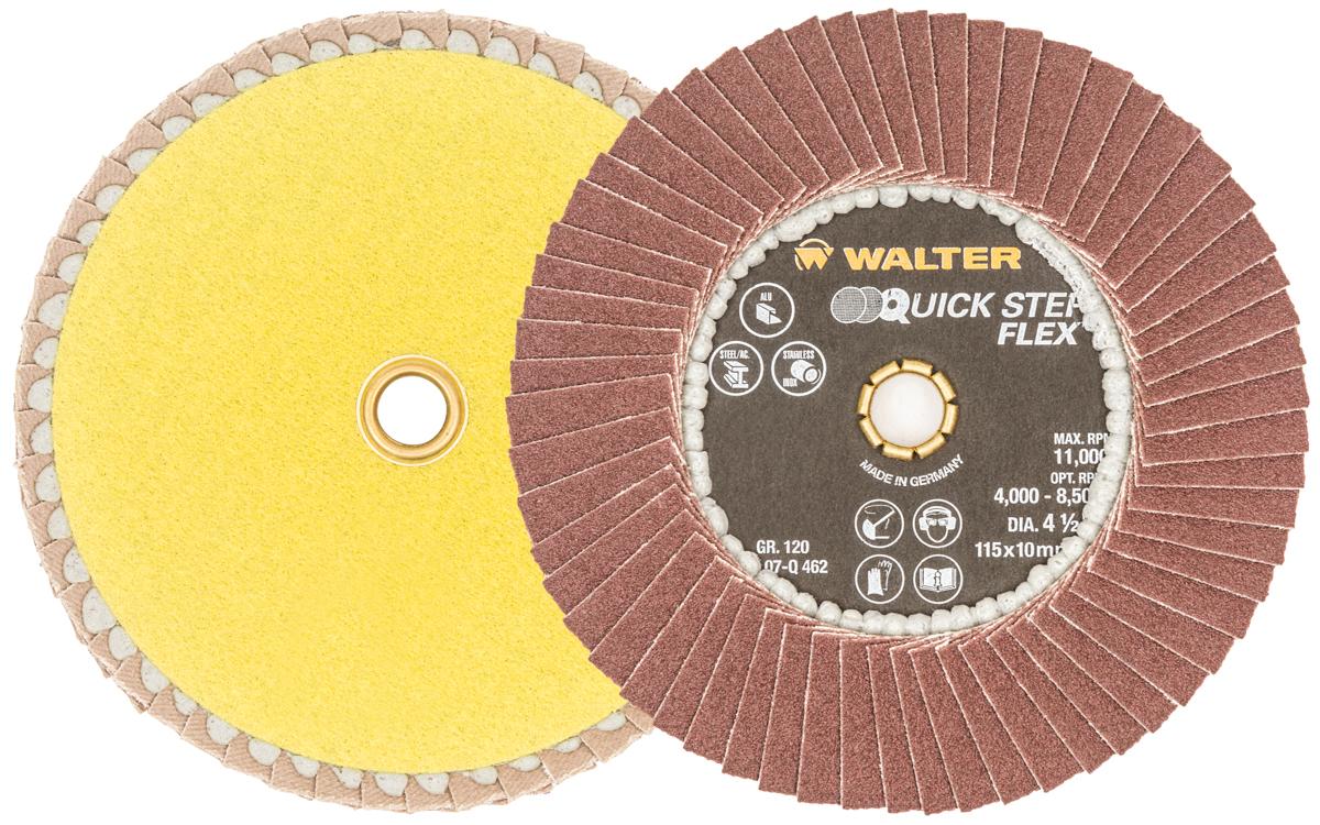 Disque à lamelles Walter 07-Q462, 4-1/2 po, grain 120 (fin), zircone-alumine
