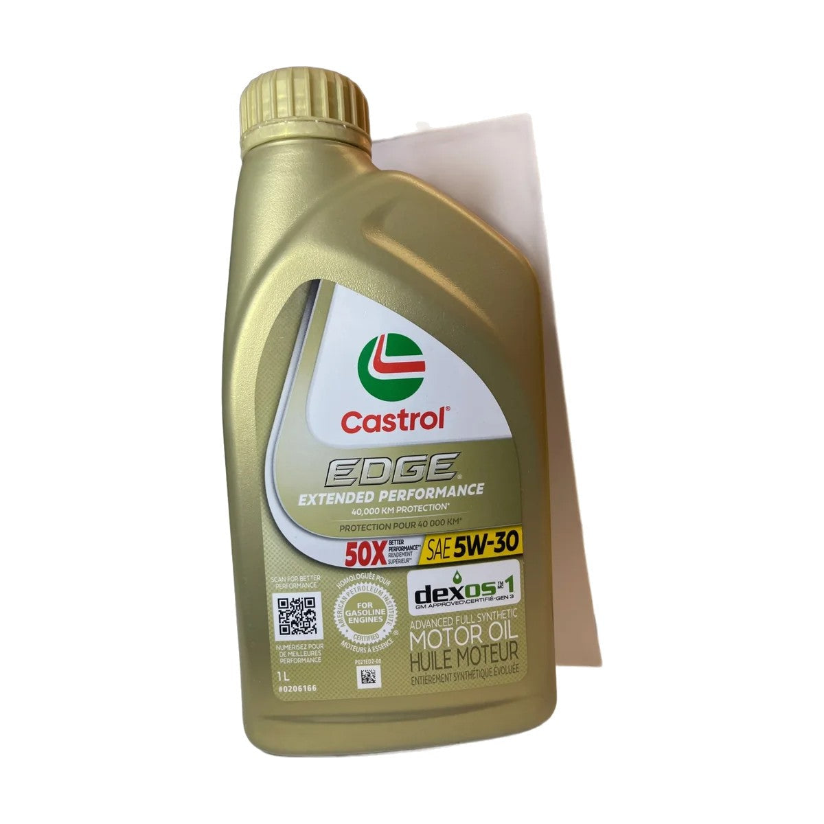 Bottle of Castrol EDGE Extended Performance 5W-30 oil, 1 L, on a white background
