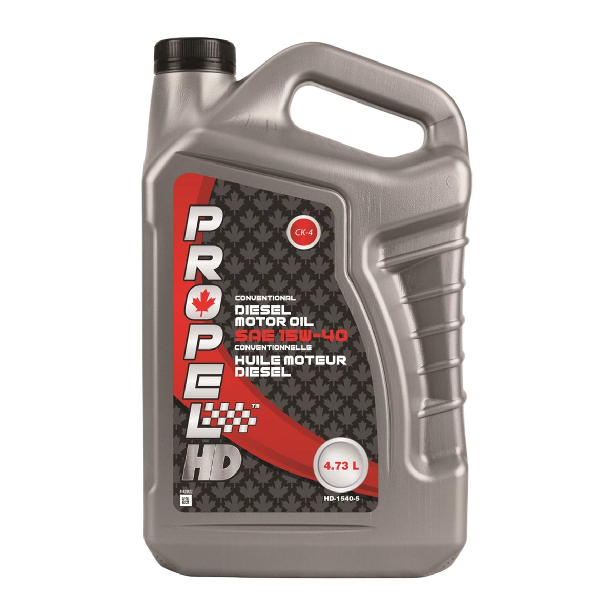 Bidon d'huile diesel Propel HD 15W-40 4,73 L sur fond blanc