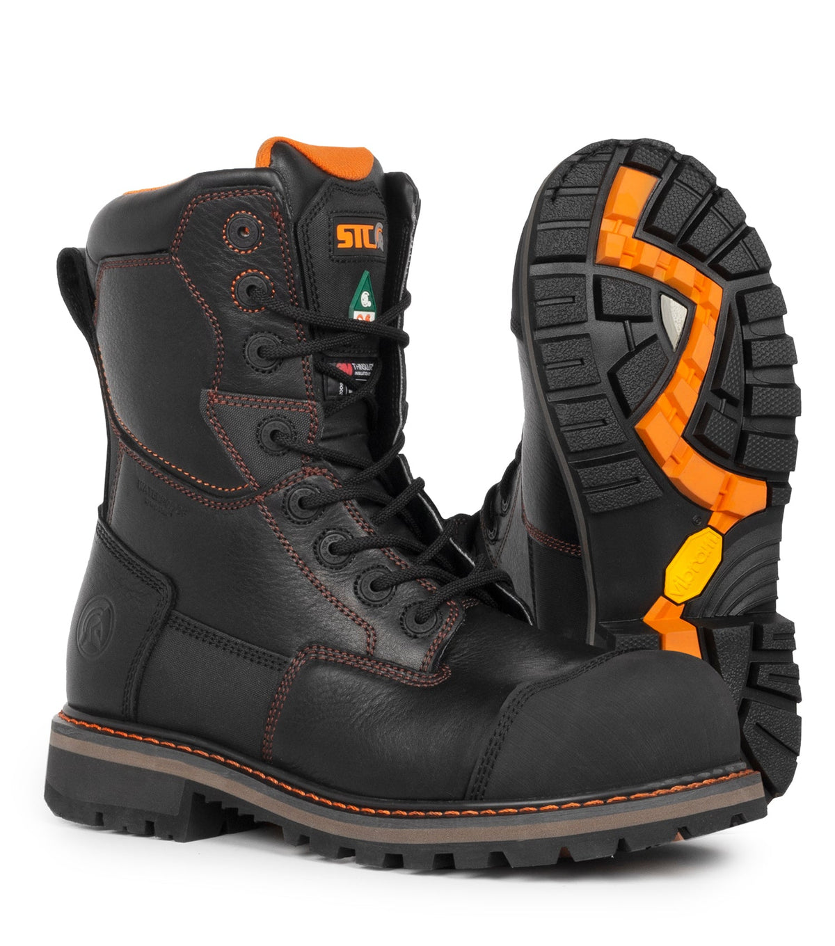 Botte de travail en cuir STC S29103 Gladiator, 8 po, embout composite, noire
