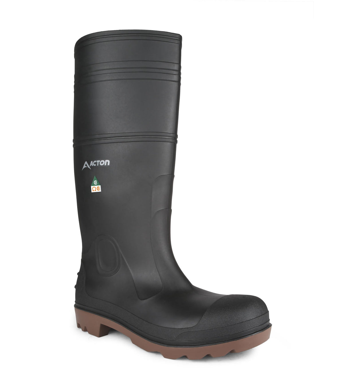 Botte de travail en PVC Acton A4142-21, 15,5 po, embout et plaque en acier, noire