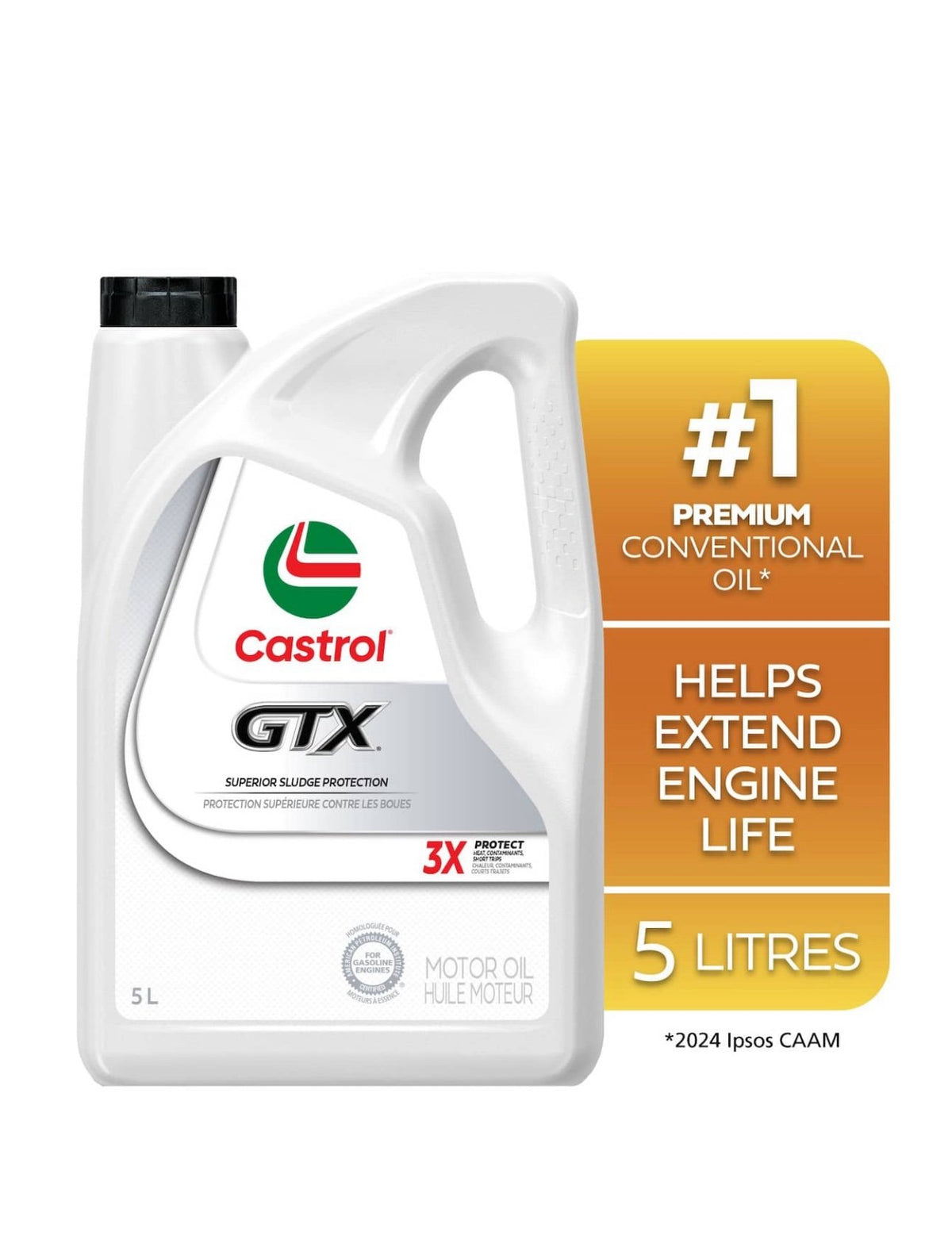 Huile moteur Castrol GTX ultraclean 5W-20, 5 L