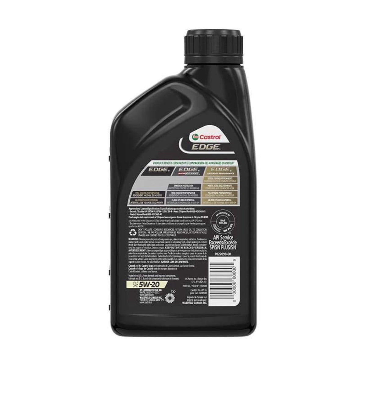 Huile moteur CASTROL Edge Fluid Titanium syntheque 5W-20 1L