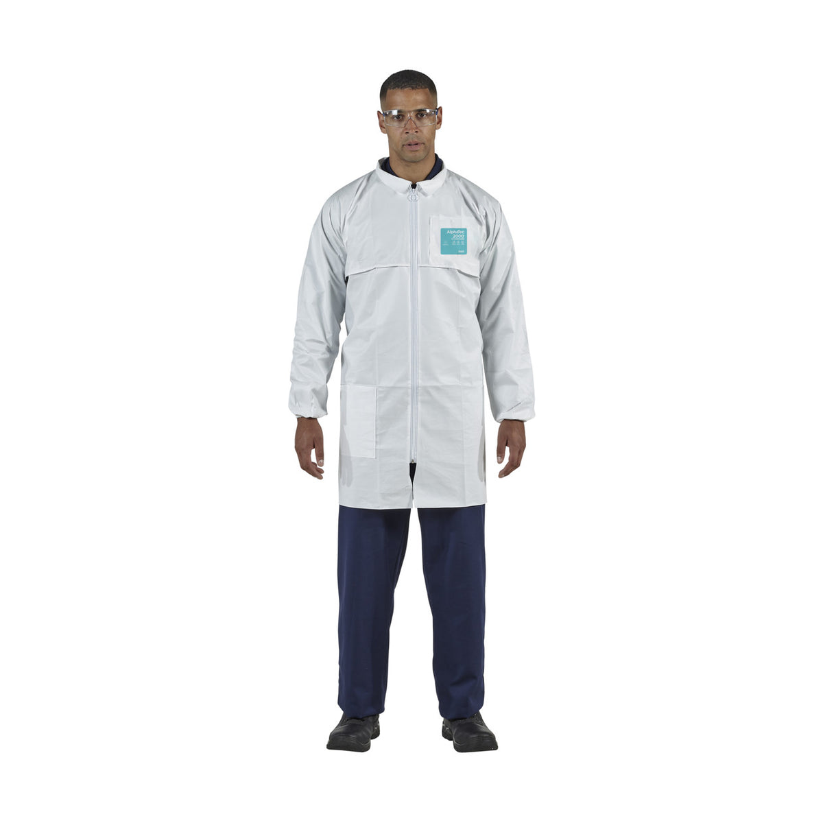 Blouse de laboratoire Ansell WH20-B-92-209, blanche, fermeture à glissière, coutures bordées