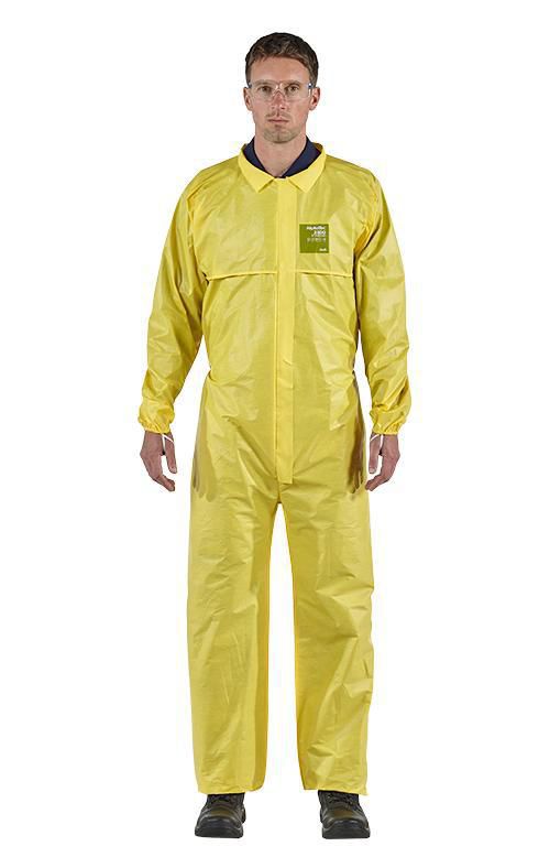 Combinaison jetable Ansell YY23-B-92-103 jaune avec col, poignets et chevilles élastiques