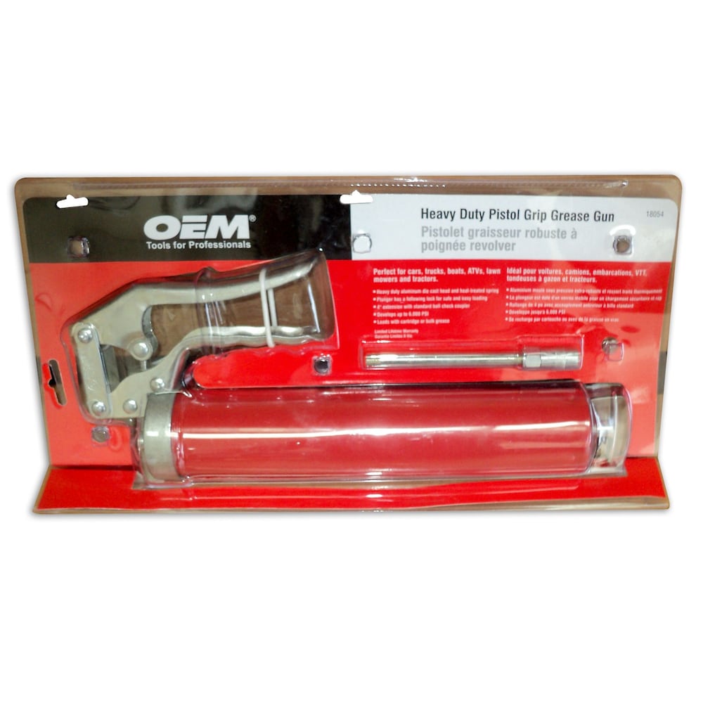 Pistolet à graisse OEM 18054 à poignée-pistolet, usage intensif, cartouche de 14 oz (400 g) ou remplissage en vrac, jusqu’à 6 000 psi