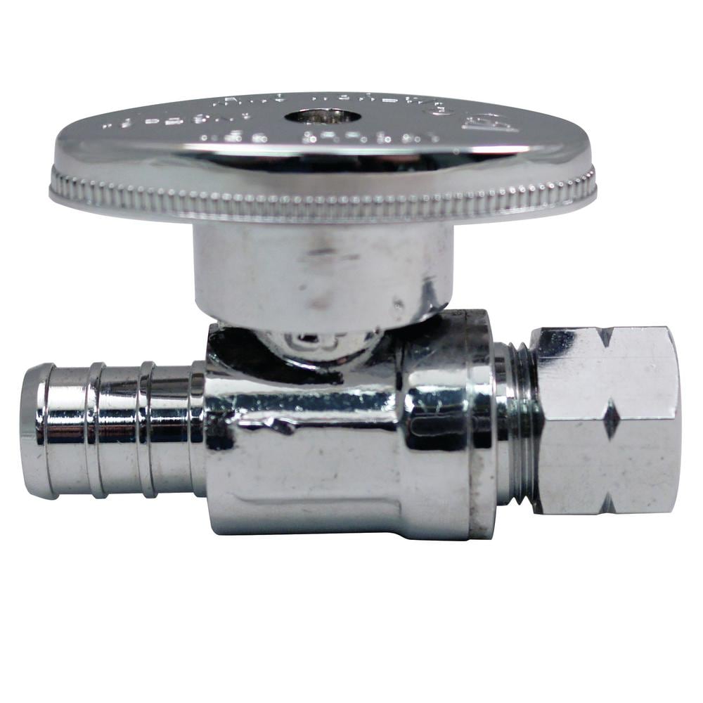 Robinet d’arrêt droit Apollo ZAPXVS1238C, barbelé PEX-B 1/2 po x compression 3/8 po, quart de tour, laiton chromé