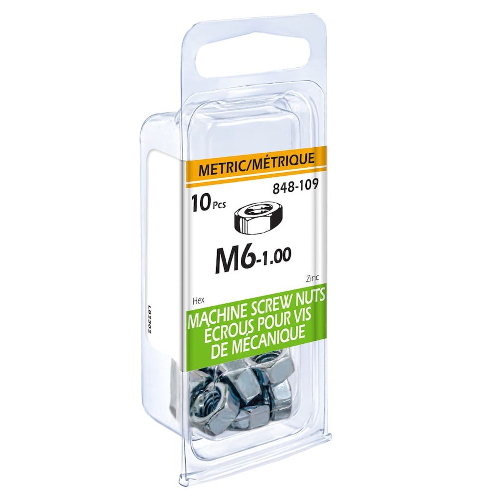 Écrous hexagonaux métriques Paulin M6-1,00, paquet de 10