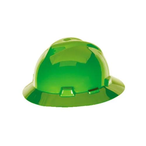 Casque de chantier à fentes MSA 815562, bord complet, vert lime vif