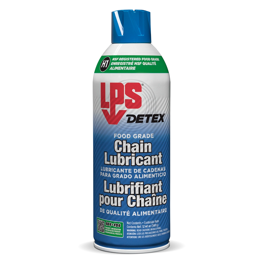 Lubrifiant pour chaînes de qualité alimentaire LPS DETEX, NSF H1, aérosol de 340 g (12 oz poids)