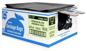 Sacs à ordures noirs Premium W. Ralston série 2500, 20 x 22 po, résistance régulière, caisse de 500