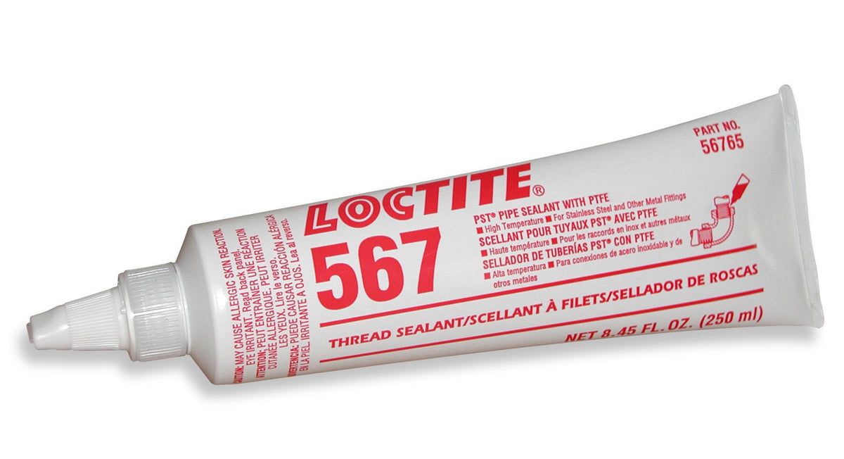 Scellant pour filets Loctite 567, force faible, avec lubrifiant, pâte blanc cassé, tube de 250 mL
