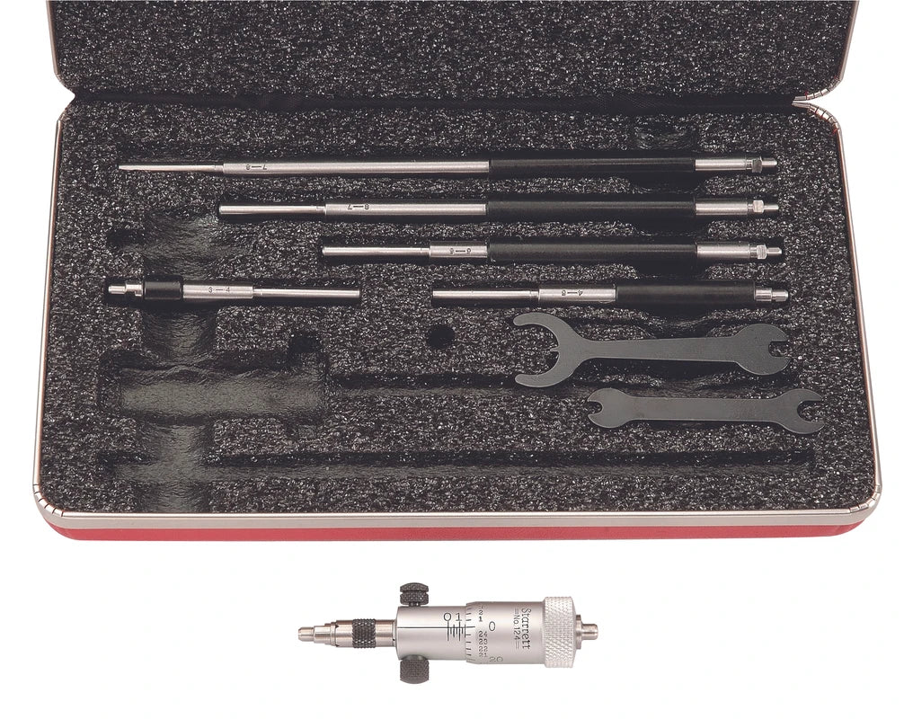 Jeu de micromètres d’intérieur à tiges pleines Starrett 124AZ, 2-8 po (50-200 mm), avec étui