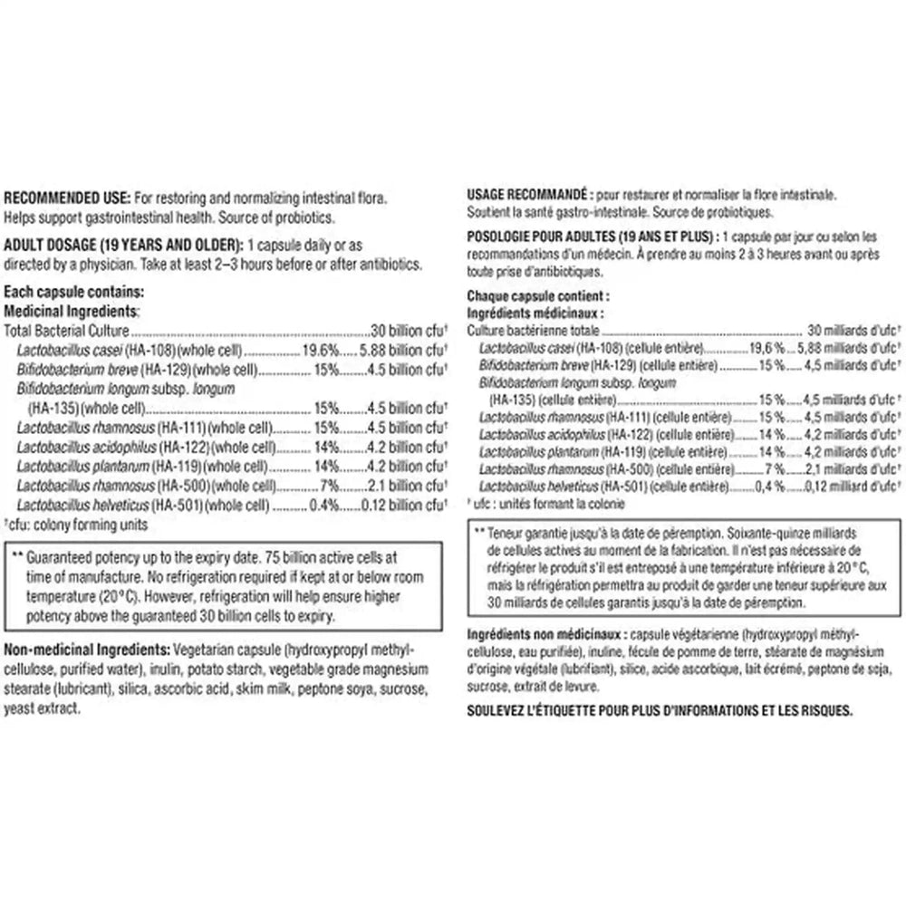 Kirkland Signature Probiotique Quotidien 30 Milliards UFC – 90 Capsules Végétariennes