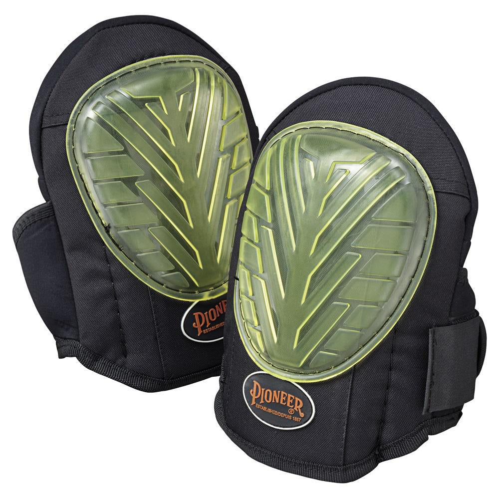 Genouillères professionnelles en gel Pioneer 165, mousse à mémoire, coque en PVC, sangle en néoprène, taille unique
