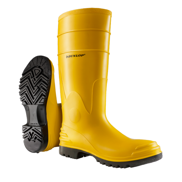 Botte de travail en PVC Dunlop 88722, embout en acier, jaune, semelle noire