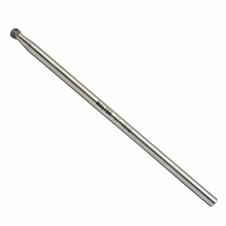 Fraise rotative en carbure Walter 01V609 SD-1L6, sphérique (boule), taille double, queue 1/4 po, longueur de queue 6 po